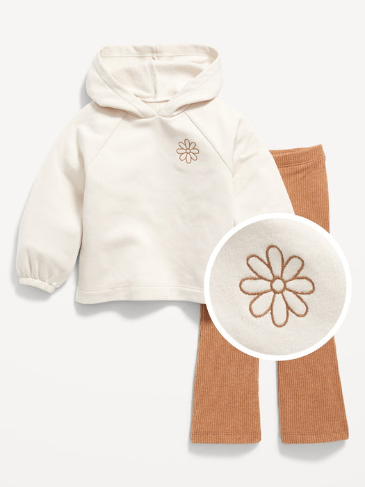 French-Terry Pullover Hoodie & Flare Pants for Toddler Girls
