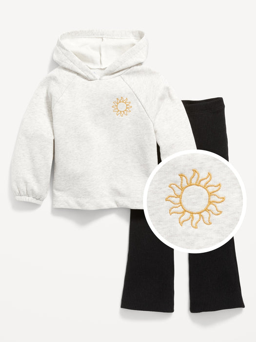 French-Terry Pullover Hoodie & Flare Pants for Toddler Girls