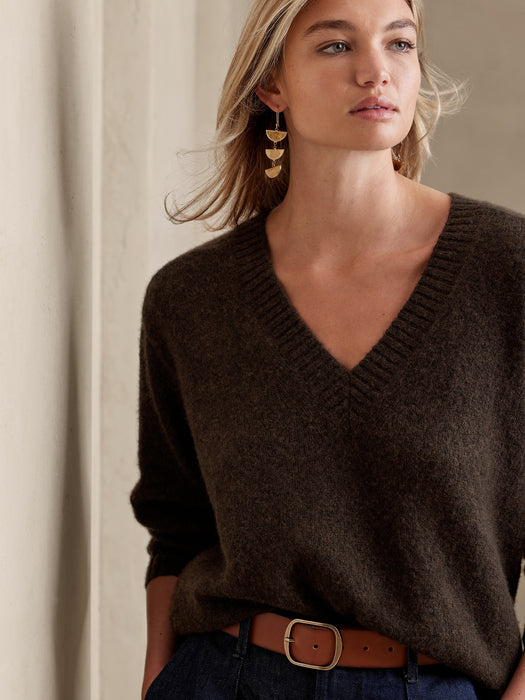 Isola Brushed Cashmere Sweater - Dark Brown