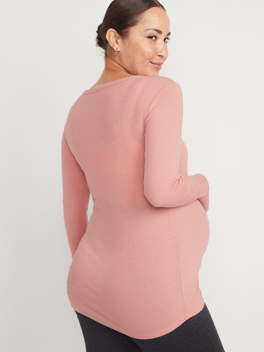 Maternity UltraLite Rib-Knit Long-Sleeve T-Shirt - Pink