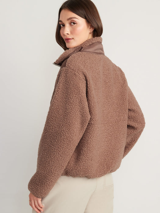 Quilted Hybrid Sherpa Jacket for Women.