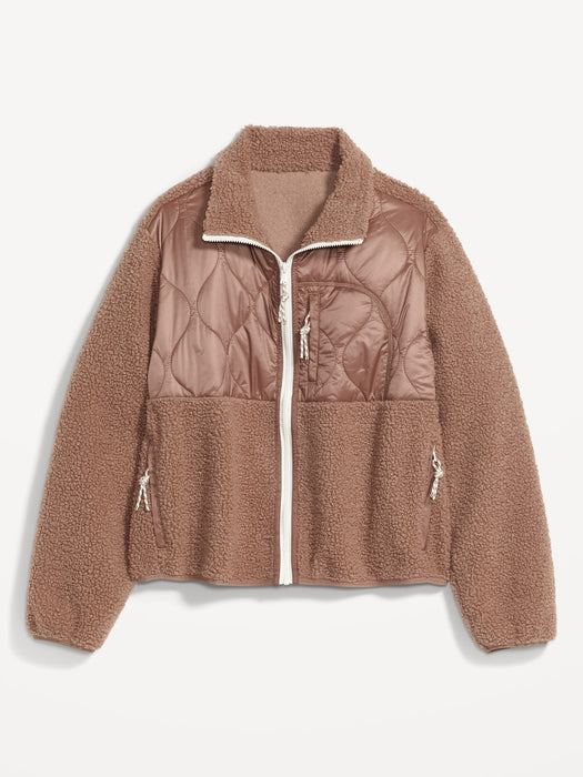Quilted Hybrid Sherpa Jacket for Women.
