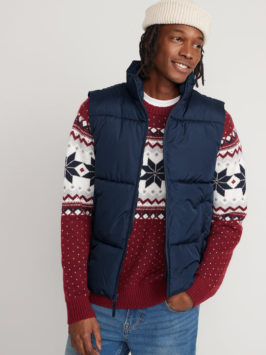 Frost-Free Water-Resistant Zip-Front Puffer Vest for Men