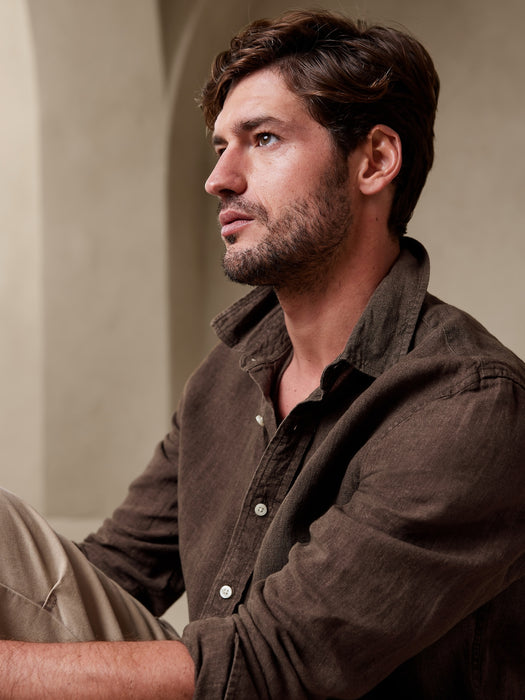 Castello Linen Shirt - Dark Brown