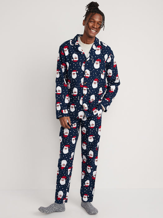Matching Holiday Print Flannel Pajamas Set for Men - Brown