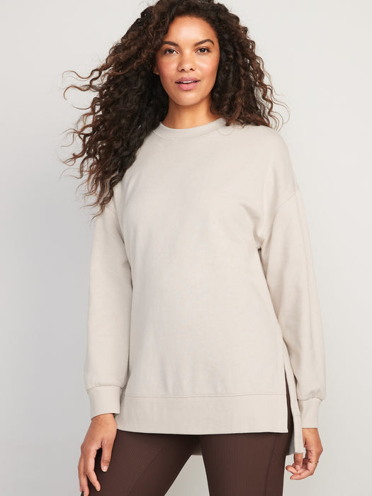 Oversized Boyfriend Garment-Dyed Tunic Sweatshirt for Women
