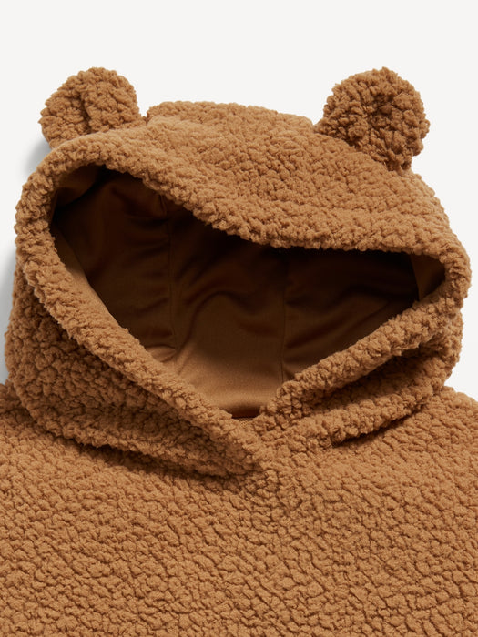 Unisex Long-Sleeve Sherpa Critter-Hooded Bodysuit for Baby