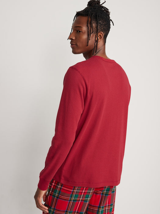 Thermal-Knit Matching Christmas Long-Sleeve Graphic T-Shirt for Men - Red