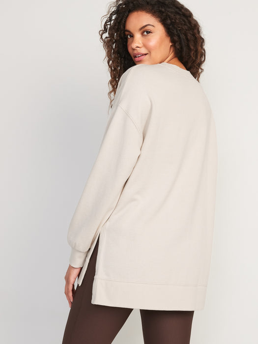 Oversized Boyfriend Garment-Dyed Tunic Sweatshirt for Women