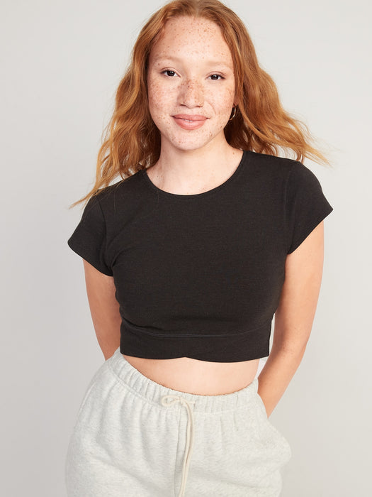 PowerChill Cropped Cross-Front Fitted T-Shirt for Women