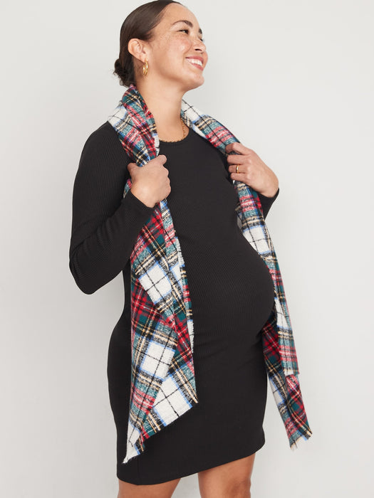 Maternity Long-Sleeve Cutout-Back Rib-Knit Dress
