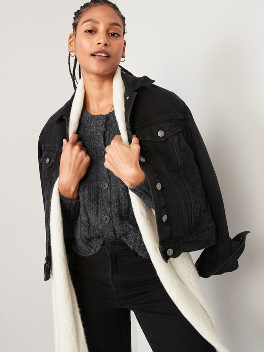 Heathered Cable-Knit Cardigan Sweater for Women