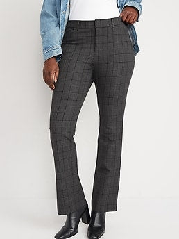High-Waisted Plaid Never-Fade Pixie Flare Pants for Women
