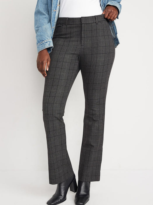 High-Waisted Plaid Never-Fade Pixie Flare Pants for Women