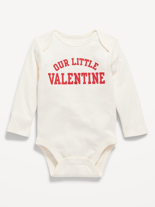 Unisex Long-Sleeve "Our Little Valentine" Graphic Bodysuit for Baby