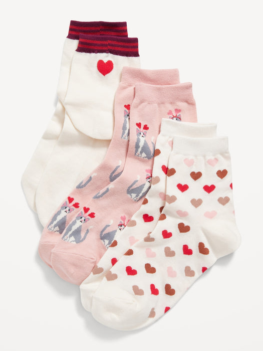 Novelty Quarter Crew Socks 3-Pack For Women
