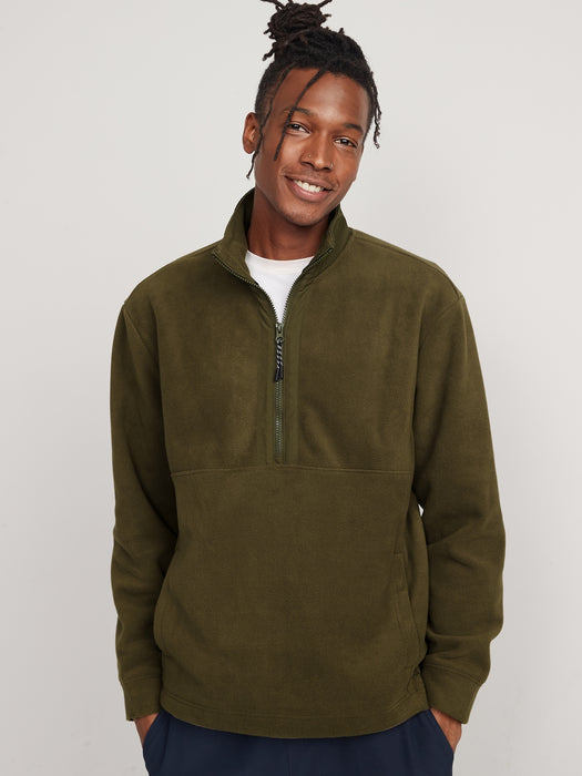 Loose Microfleece Half-Zip Sweatshirt for Men
