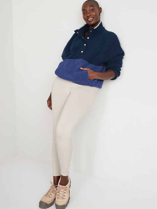 Long-Sleeve Oversized Two-Tone Sherpa Sweatshirt for Women