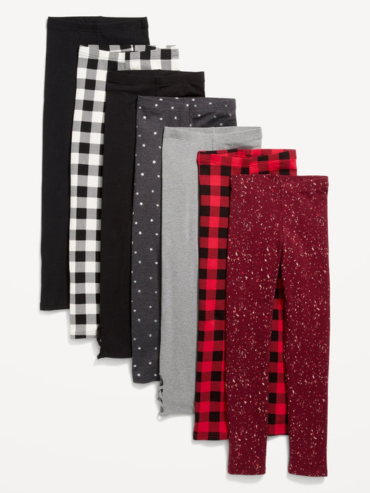 Built-In Tough Full-Length Leggings 7-Pack for Girls - Multi