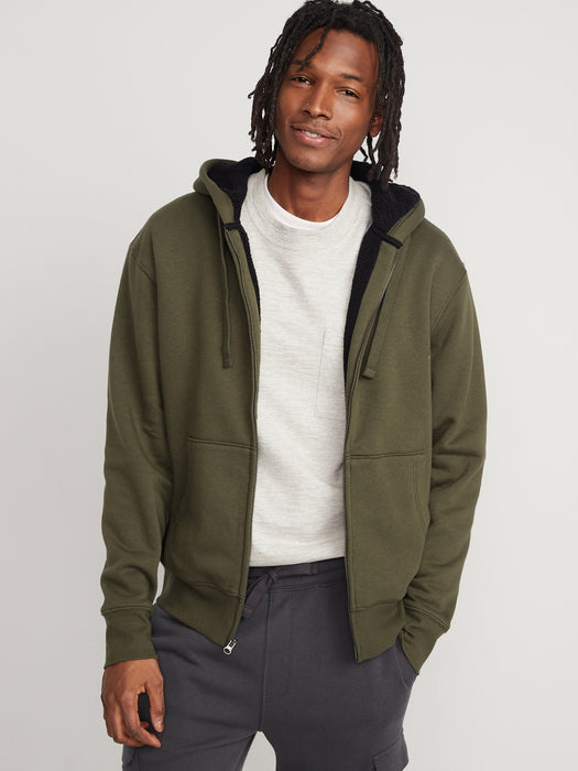 Cozy Sherpa-Lined Zip Hoodie for Men