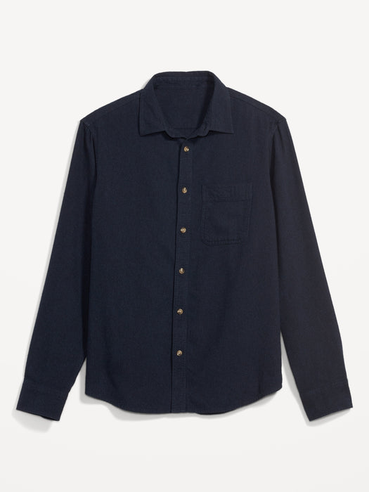 Regular-Fit Double-Brushed Flannel Non-Stretch Shirt for Men