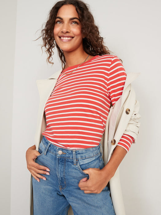Long-Sleeve EveryWear Striped T-Shirt for Women