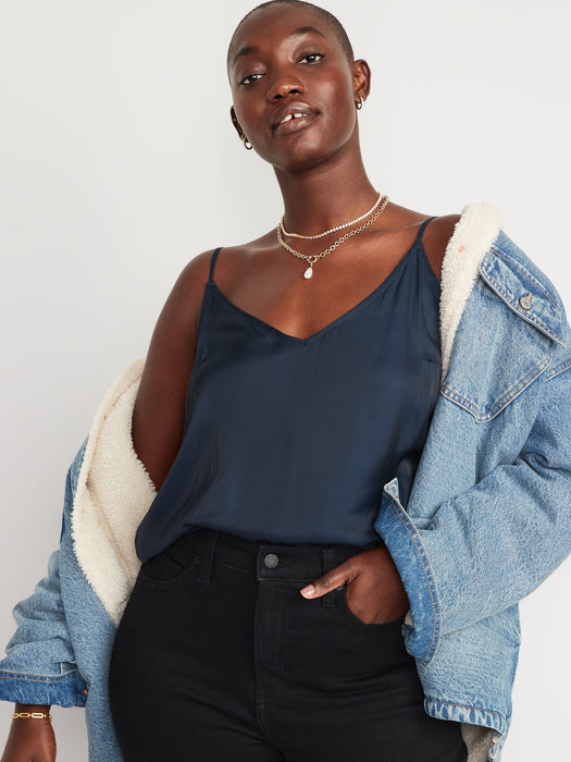 V-Neck Satin Cami Top for Women