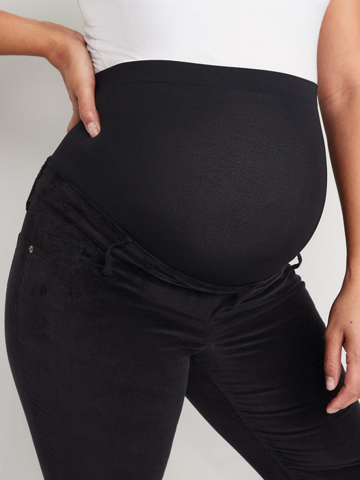 Maternity Full-Panel Velvet Ankle Pants