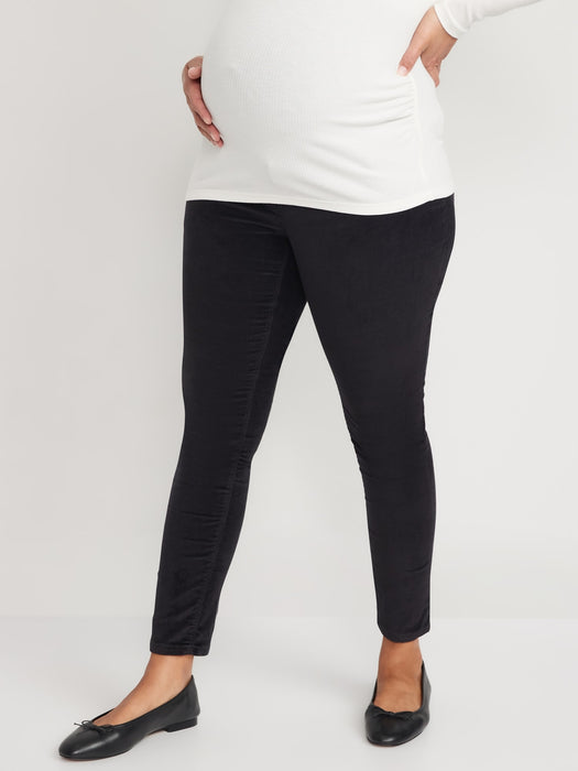Maternity Full-Panel Velvet Ankle Pants