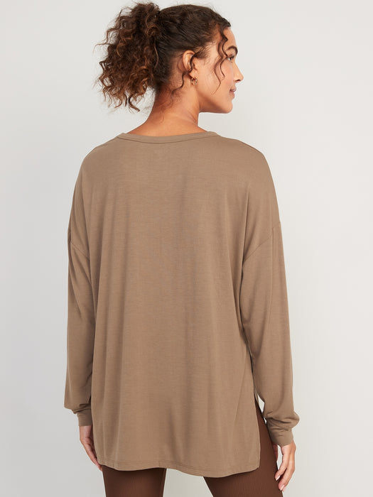 Long-Sleeve UltraLite All-Day Performance Tunic T-Shirt for Women - Beige