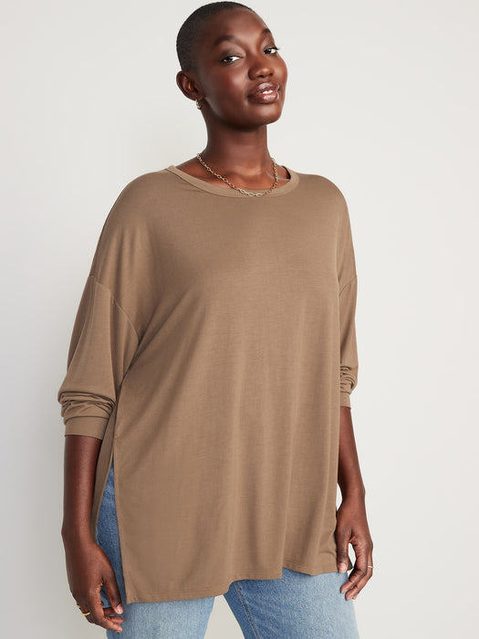 Long-Sleeve UltraLite All-Day Performance Tunic T-Shirt for Women - Beige