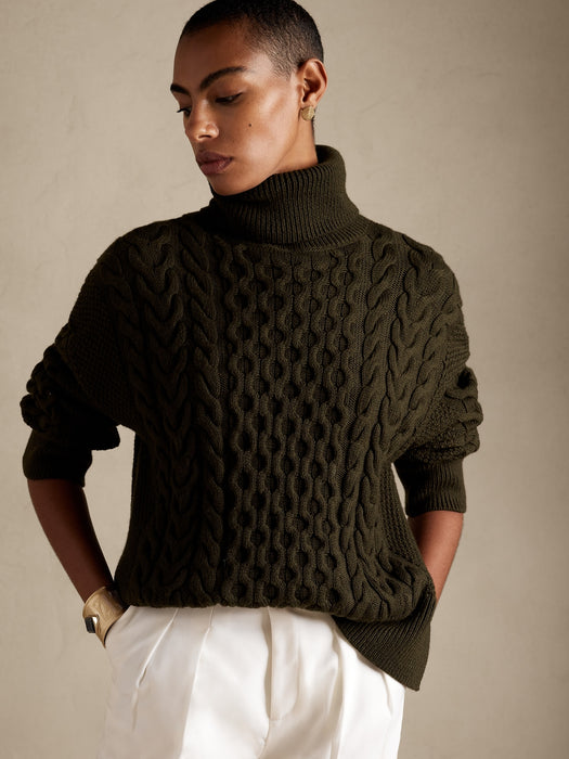 Devon Merino Turtleneck Sweater - Olive fall