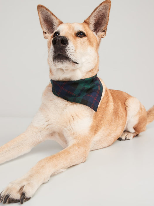 Patterned Flannel Bandana for Pets - Blue