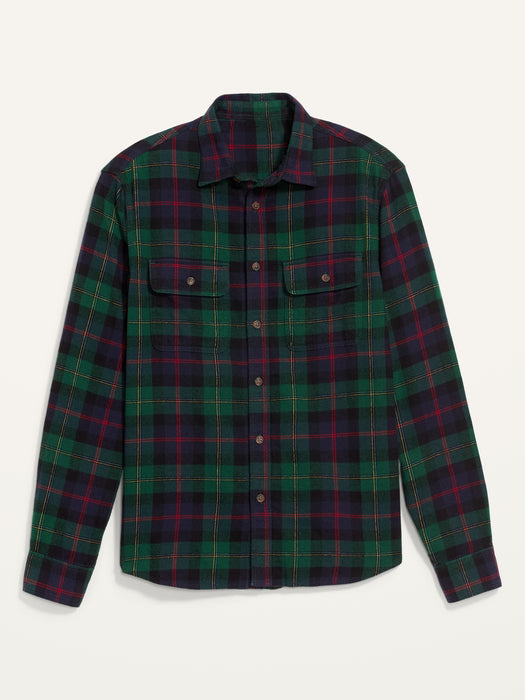 Regular-Fit Patterned Flannel Shirt for Men