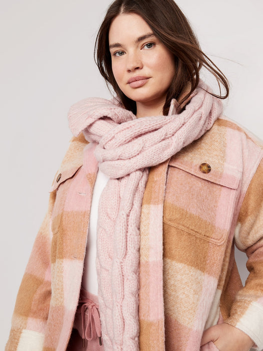Cable-Knit Scarf for Women - Pink