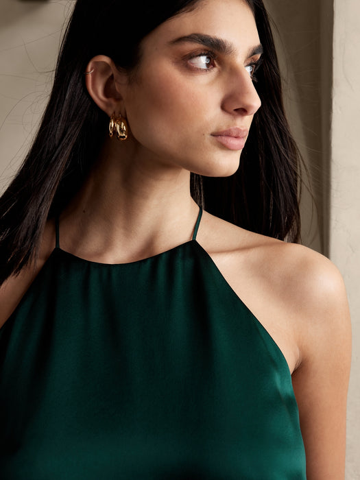 Petite Sombra Silk Top - GALACTIC GREEN