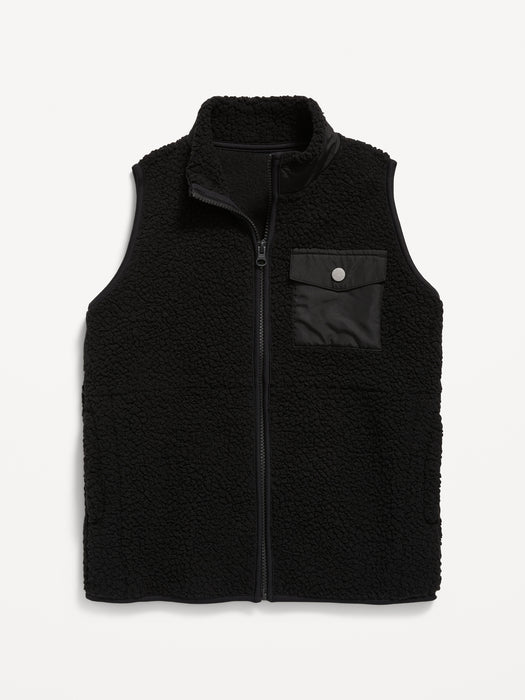 Mock-Neck Sherpa Zip Vest for Boys