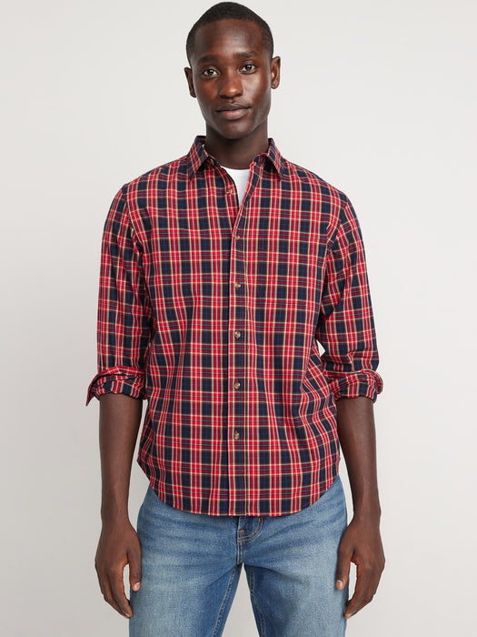 Regular-Fit Built-In Flex Patterned Everyday Shirt for Men