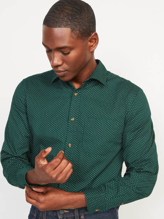 Regular-Fit Built-In Flex Everyday Dot-Print Shirt for Men