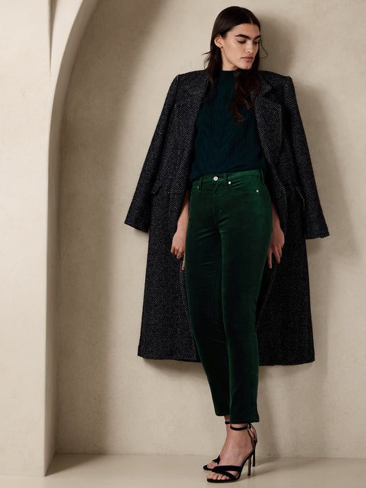 The Petite Slim Velvet Jean - Galactic Green