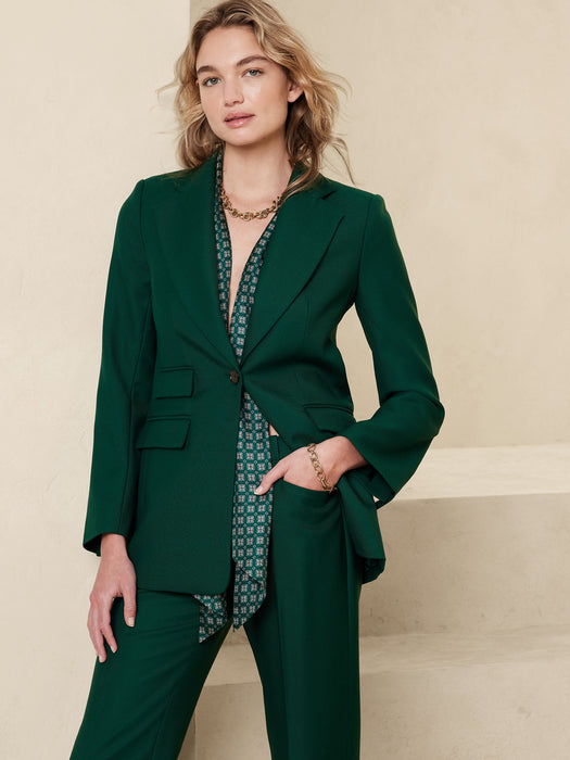 Lido Sculpted Wool Blazer - Forest Emerald Green