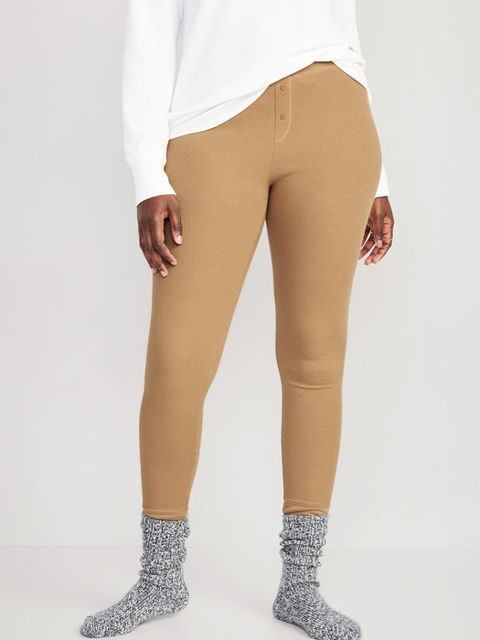 Matching Printed Thermal-Knit Pajama Leggings for Women - Yellow