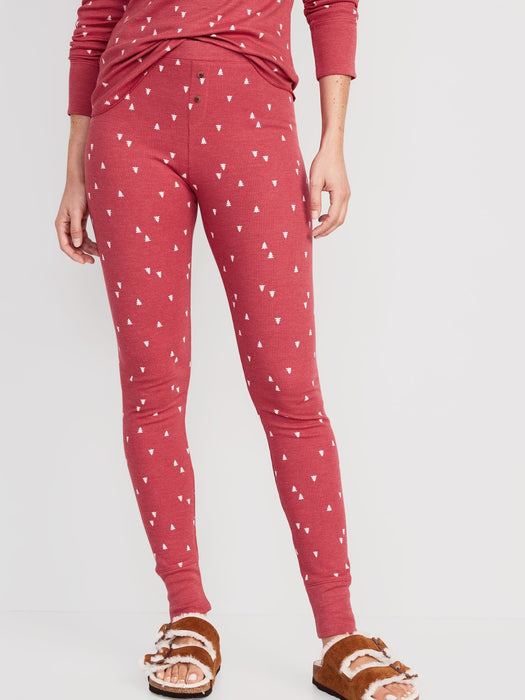 Matching Printed Thermal-Knit Pajama Leggings for Women - Multi