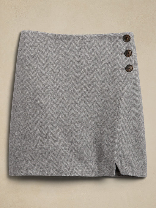 Marley Herringbone Mini Skirt - Taupe herringbone