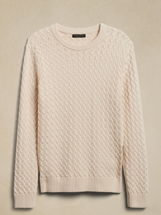 Ora Cotton Cable Sweater - White