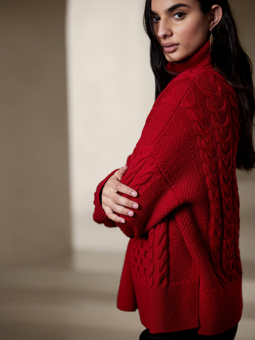 Devon Merino Turtleneck Sweater - RED CHAKRA