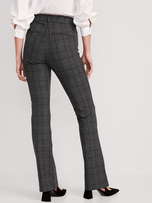 High-Waisted Plaid Never-Fade Pixie Flare Pants for Women