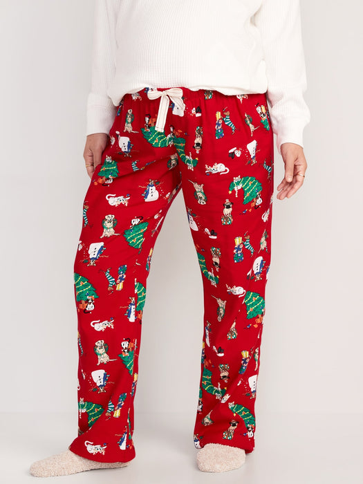 Maternity Printed Flannel Pajama Pants - Red