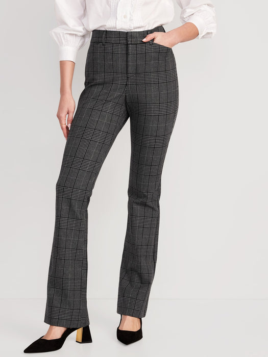 High-Waisted Plaid Never-Fade Pixie Flare Pants for Women