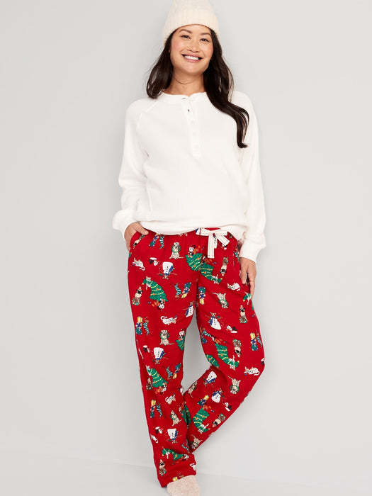 Maternity Printed Flannel Pajama Pants - Red